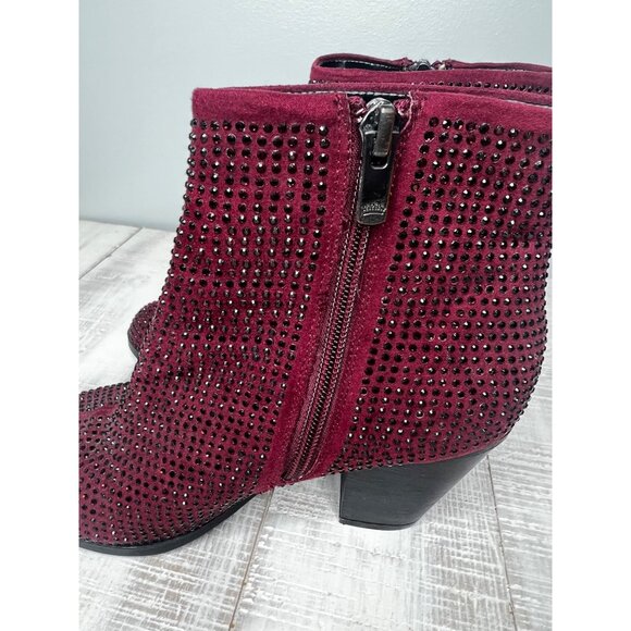 Juicy Coutyre Burgundy Women's Rhinestone Ankle Boots 5.5M - Picture 11 of 12